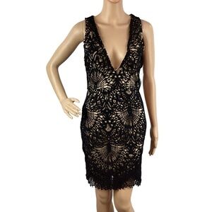 Lulus Truly Beloved Black Lace Bodycon Dress Size S